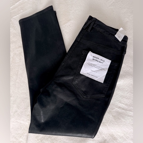 NWT Good American Coated Straight Leg Jeans, Size 15 (32 inch waist) - Picture 6 of 14
